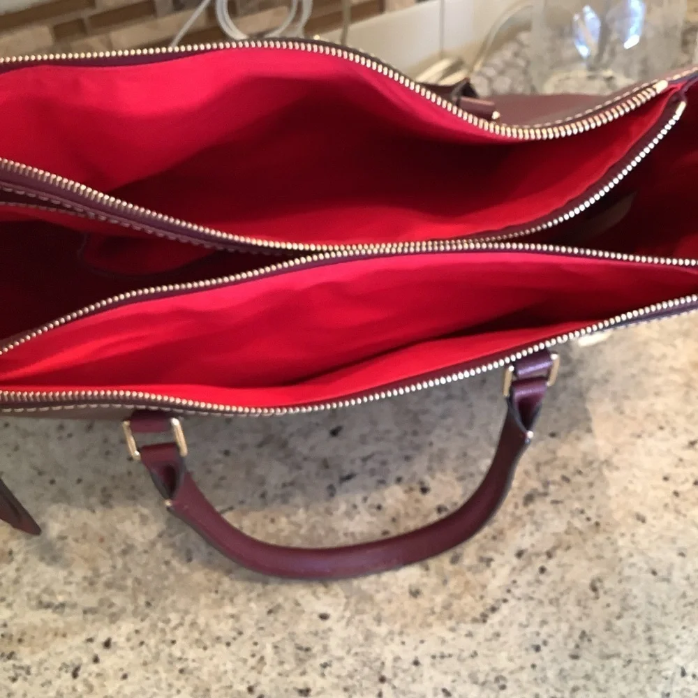 Dooney & Bourke Burgundy Willa Zip Satchel Bag with Dust Bag EUC